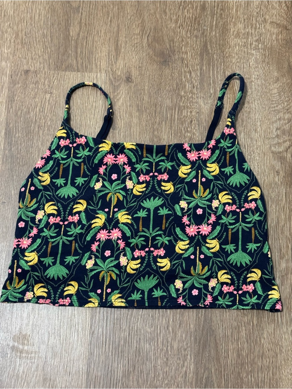 Old Navy Square Neck Spaghetti Strap Tropical Floral Stretch Cami Womens XL